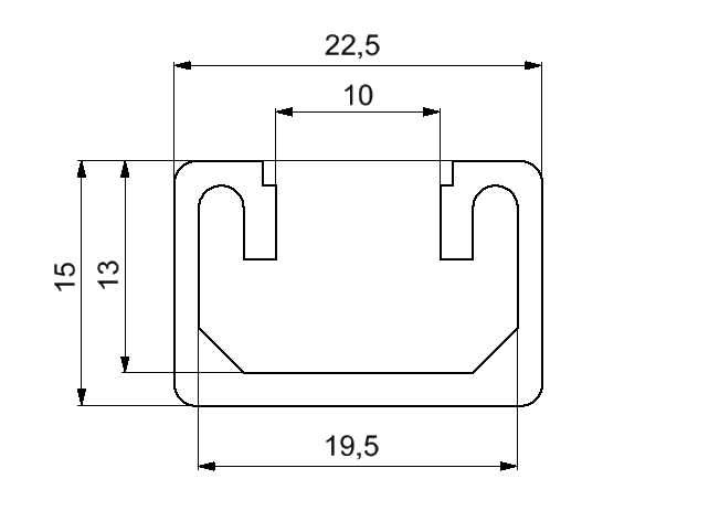 Profil aluminiowy 22,5x15 FB- wymiary