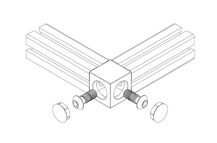 Węzeł konstrukcyjny do łączenia profili aluminiowych pod kątem prostym